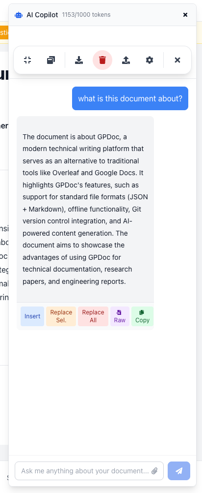 AI-powered chat interface for document assistance