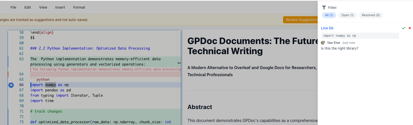 Inline comments and collaboration