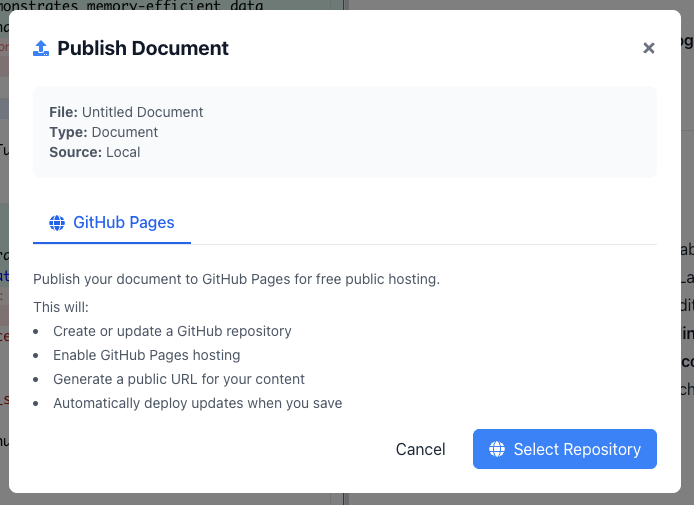 Publishing options and destinations